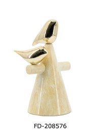 DKD Home Decor Figura de Pájaros en Resina Dorado y Marfil