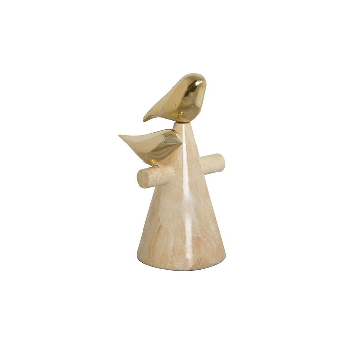 DKD Home Decor Figura de Pájaros en Resina Dorado y Marfil