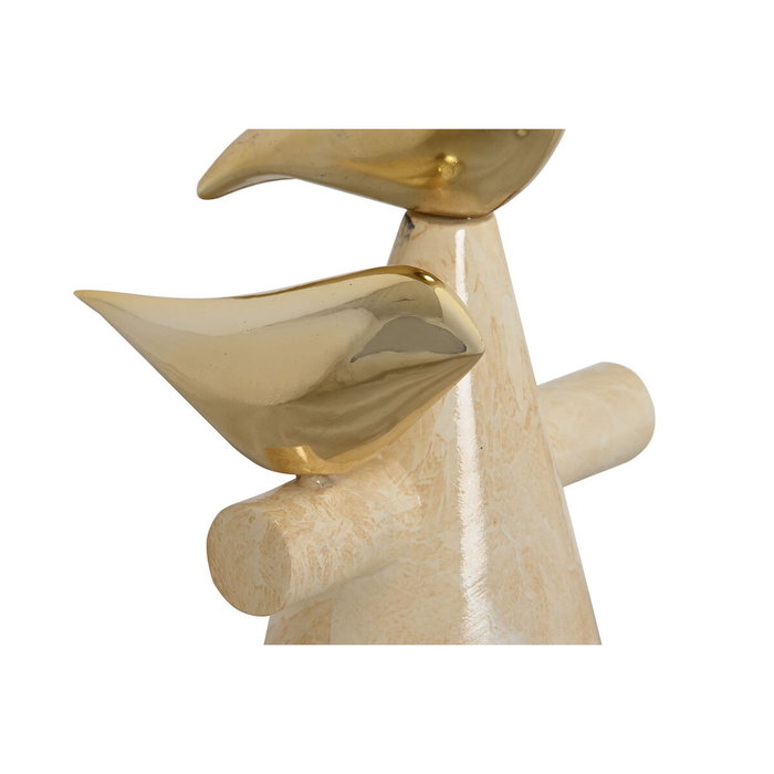DKD Home Decor Figura de Pájaros en Resina Dorado y Marfil