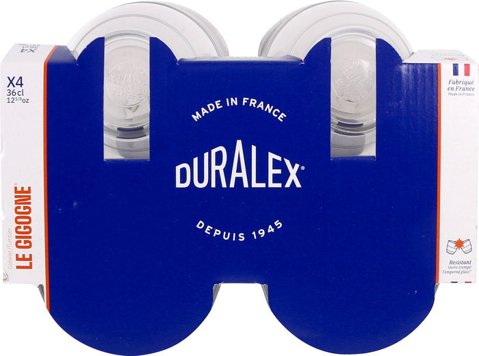 Duralex Set 4 Vasos Gigogne Transparente 360 cc (8 Cajas)