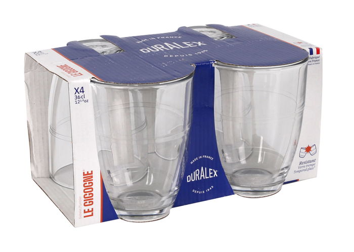 Duralex Set 4 Vasos Gigogne Transparente 360 cc (8 Cajas)