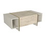 Hanah Home Mesa de Café de Mármol Travertino y Arenisca, Mesa Auxiliar Elegante para Sala de Estar, 103.8x37.3x60 cm