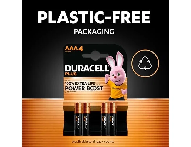 Duracell Plus Power Boost AAA 1,5V, Pack de 4 unidades
