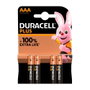 Duracell Pila Alcalina Plus Power AAA LR03 1.5V Blister 4 Unidades Ø10.5x44.5mm
