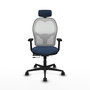 PIQUERAS Y CRESPO Silla de oficina Jorquera con mecanismo Sincro/Traslack, Azul marino y Blanco