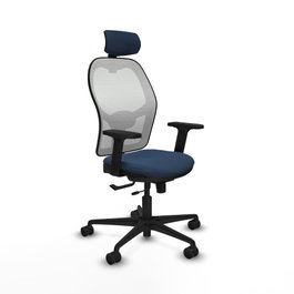 PIQUERAS Y CRESPO Silla de oficina Jorquera con mecanismo Sincro/Traslack, Azul marino y Blanco