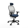 PIQUERAS Y CRESPO Silla de oficina Jorquera con mecanismo Sincro/Traslack, Azul marino y Blanco