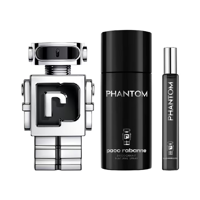 Paco Rabanne Phantom Eau de Toilette 100 mL + Desodorante 150 mL + Eau de Toilette 10 mL Paco Rabanne Phantom Eau de Toilette 100 mL + Desodorante 150 mL + Eau de Toilette 10 mL