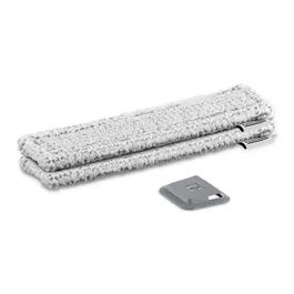 Kärcher Lote de 2 Paños de Microfibra para Exteriores con Velcro, Abrasivos para Suciedad Difícil, Incluye Raspador, Color Gris