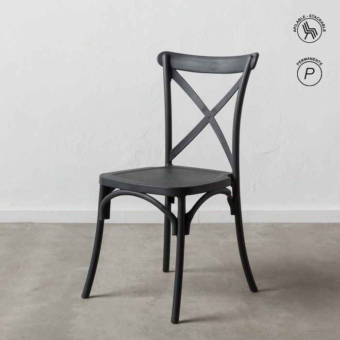 Silla Apilable Gris Polipropileno 48,50 X 43 X 91 cm (Set de 4) Silla Apilable Gris Polipropileno 48,50 X 43 X 91 cm (Set de 4)