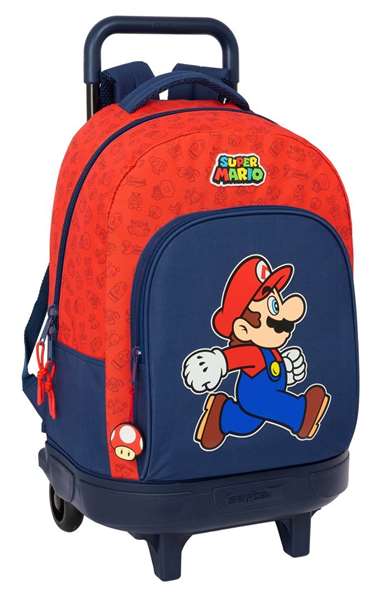 Safta Mochila Grande con Ruedas y Compartimento Extraíble Super Mario Trick Safta Mochila Grande con Ruedas y Compartimento Extraíble Super Mario Trick