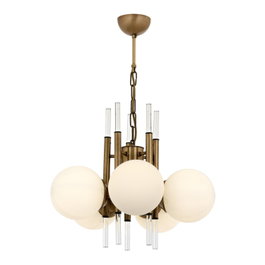 Opviq Av-1893-5E Lámpara de Araña Vintage y Blanca 60 cm Alto 50 cm Diámetro