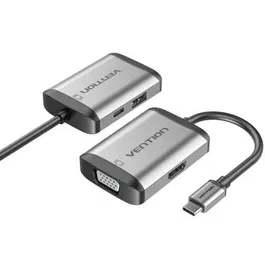 Vention TFAHB Conversor USB-C a HDMI, VGA, USB 3.0 y Carga PD 87W, Gris