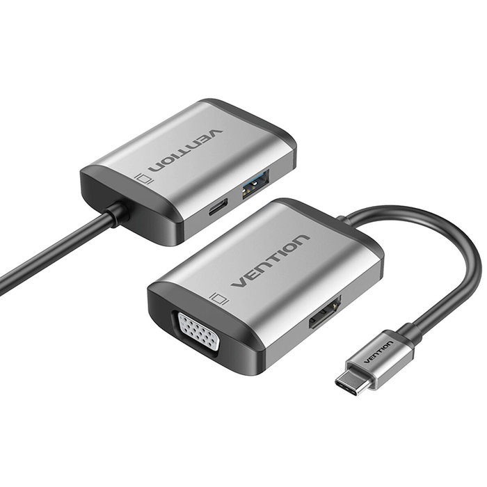 Vention Conversor USB-C a HDMI/VGA/USB 3.0/PD Gris TFAHB Vention Conversor USB-C a HDMI/VGA/USB 3.0/PD Gris TFAHB