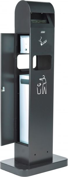 PROBBAX - AT-0262-DGRY - Cenicero de suelo para exterior con papelera - 40,3 x 26,2 x 104,1 cm - Cenicero 2L y papelera 8L - Gris oscuro