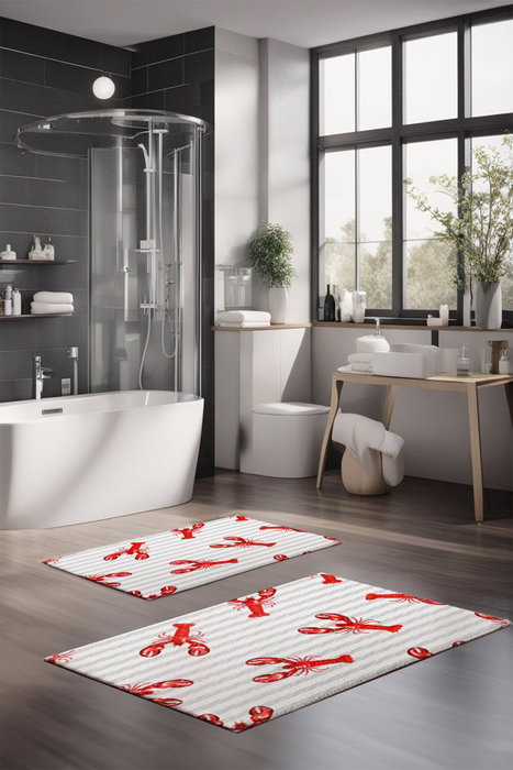 Mijölnir CT-5289 Juego de Alfombrillas de Baño 2 Piezas Poliéster Antideslizante Antibacteriano Lavable a Máquina 40x60cm 60x100cm