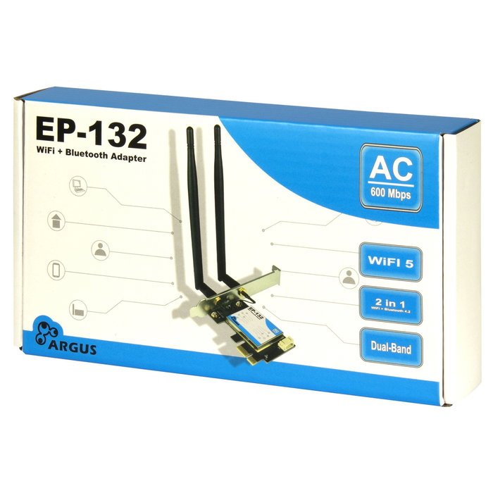 Inter-Tech EP-132 Adaptador de red Wi-Fi 5 y Bluetooth