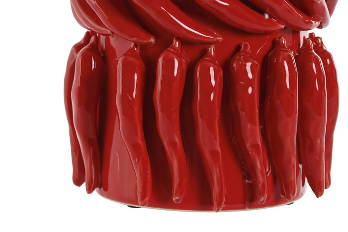 DKD Home Decor Jarrón de Gres Chili Rojo