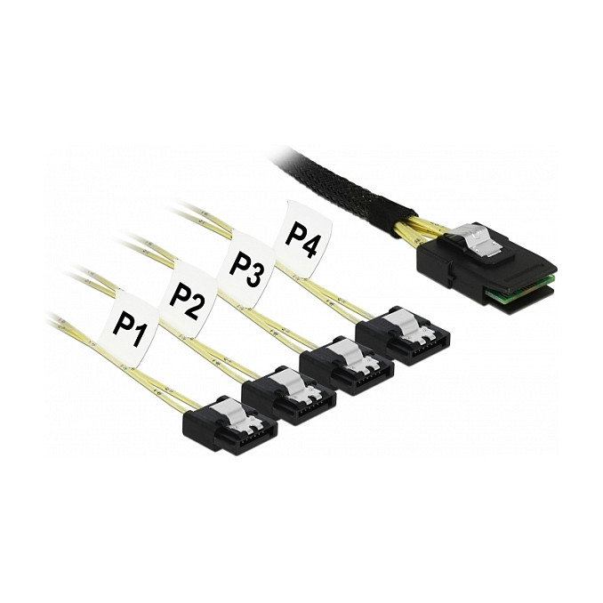 DeLOCK Cable Mini SAS SFF-8087 a 4 x SATA 7 Pin, 1 m DeLOCK Cable Mini SAS SFF-8087 a 4 x SATA 7 Pin, 1 m