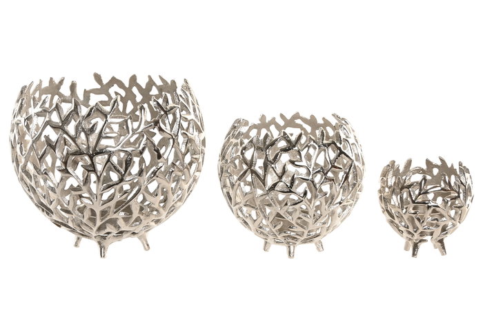 DKD Home Decor Portavelas Plateado Aluminio Set de 3 Piezas 20 x 18 x 20 cm DKD Home Decor Portavelas Plateado Aluminio Set de 3 Piezas 20 x 18 x 20 cm