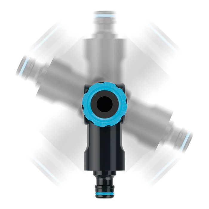 Cellfast Conector Angular Multiusos con Rosca Hembra, 6 Bar, Compatible con 1/2, 3/4 y 1 Pulg, ABS, Negro/Azul