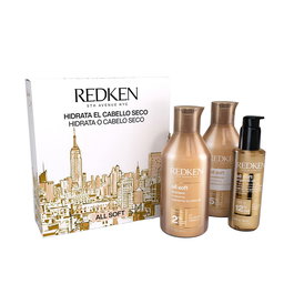 Redken All Soft Estuche Kit 3 Piezas con Aceite de Argán - Champú, Acondicionador y Aceite Capilar para Cabello Seco y Frágil