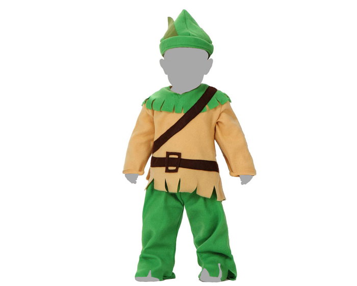 Otros Disfraz Duende o Robin Hood Bebé Niño 24 Meses, Conjunto 3 Piezas Sombrero Camiseta Pantalón Color Verde y Marrón
