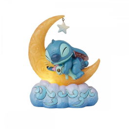 Enesco Disney Traditions by Jim Shore Figura Luminosa Stitch y Scrump en la Luna de Resina Pintada a Mano Colección Oficial Disney