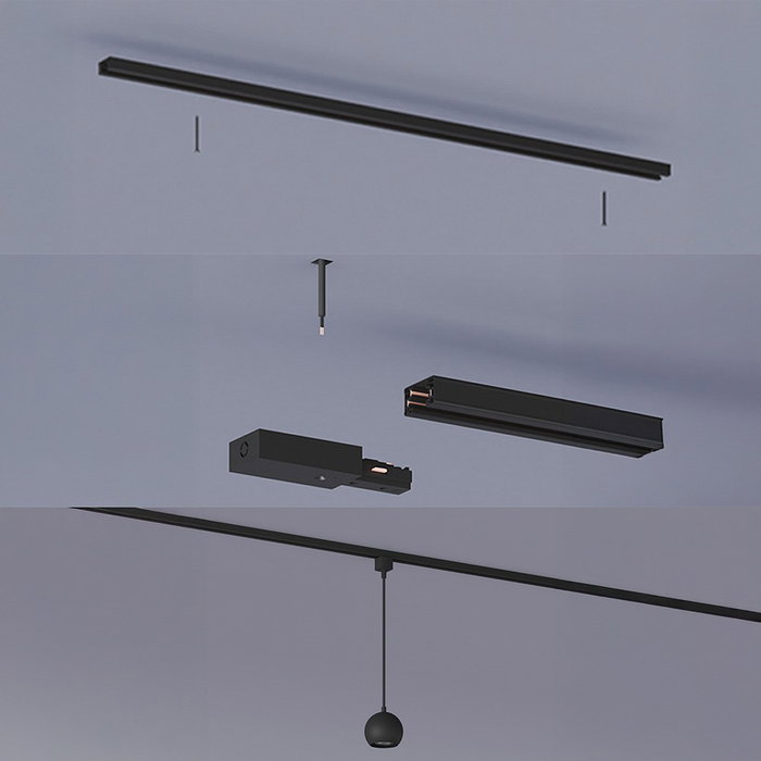 Philips Easylink Riel de Extensión para Sistema de Iluminación, 1 Metro, Negro, 1800W Max, H 3 Cables, Incluye Fijación