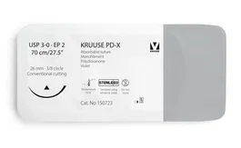 Kruuse Sutura PD-X 3/0 70cm Aguja 26mm 3/8 12U