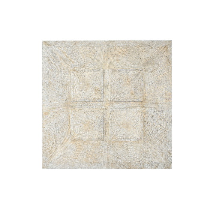 DKD Home Decor Decoración de Pared Mango MDF 120x3,5x120 Decapé Blanco y Dorado