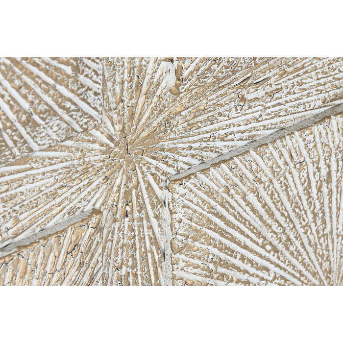 DKD Home Decor Decoración de Pared Mango MDF 120x3,5x120 Decapé Blanco y Dorado