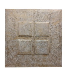 DKD Home Decor Decoración de Pared Mango MDF 120x3,5x120 Decapé Blanco y Dorado