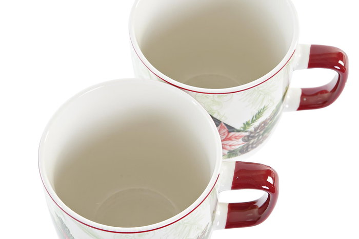 DKD Home Decor Set de Tazas de Porcelana Surtido Rojo y Verde 400ml DKD Home Decor Set de Tazas de Porcelana Surtido Rojo y Verde 400ml