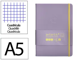 Antartik Cuaderno A5 Tapa Dura Hojas Cuadriculadas Morado y Amarillo 100 Hojas 80gr FSC