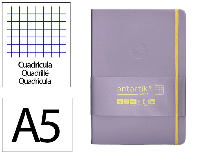 Antartik Cuaderno A5 Tapa Dura Hojas Cuadriculadas Morado y Amarillo 100 Hojas 80gr FSC Antartik Cuaderno A5 Tapa Dura Hojas Cuadriculadas Morado y Amarillo 100 Hojas 80gr FSC
