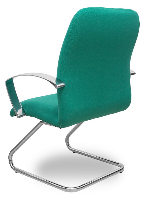 Silla Caudete confidente tapizada con Tela color Verde esmeralda. Brazos fijos