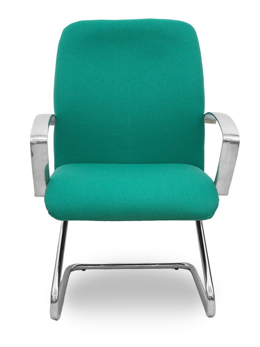 Silla Caudete confidente tapizada con Tela color Verde esmeralda. Brazos fijos