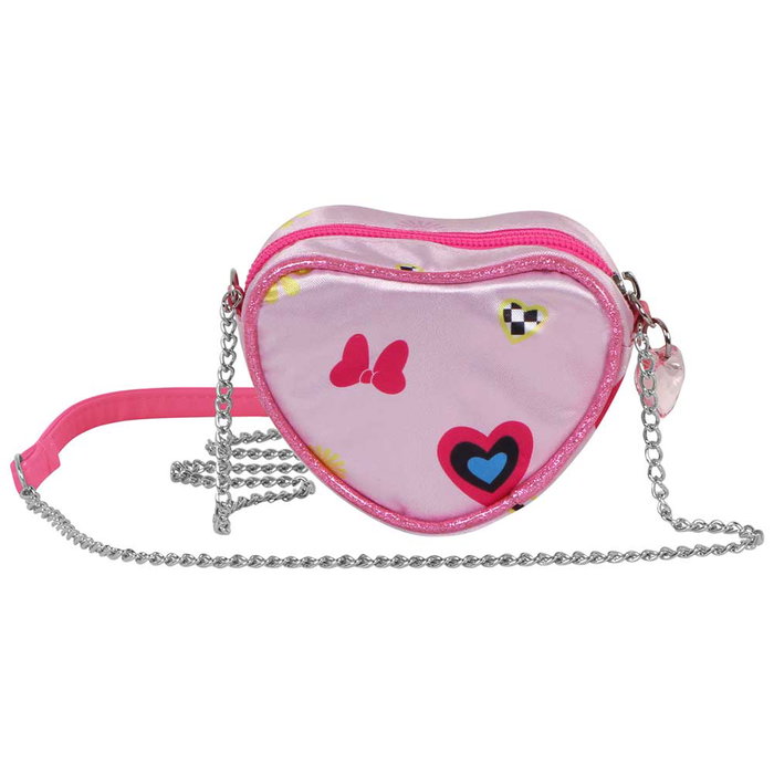 Disney Minnie Mouse Bolso Bandolera Mini Corazón Rosa Floral Infantil - 10 x 11,5 x 5,5 cm