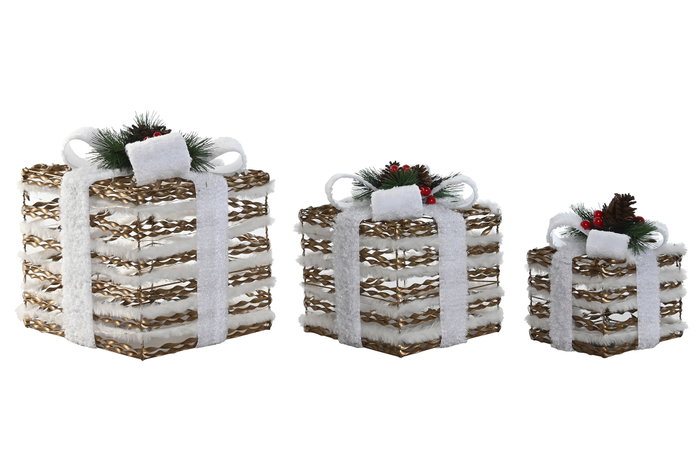 DKD Home Decor Regalo Set 3 LED Blanco y Dorado DKD Home Decor Regalo Set 3 LED Blanco y Dorado