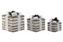 DKD Home Decor Regalo Set 3 LED Blanco y Dorado