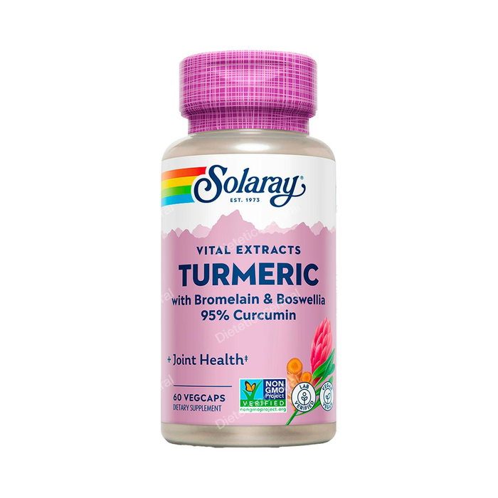 SOLARAY Turmeric Bromelain-Boswelia 60 Vcápsulas - Cúrcuma, Bromelina y Boswellia para el Mantenimiento Articular