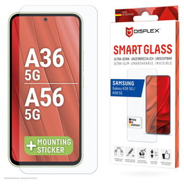Displex 02074 Protector de Pantalla de Cristal Smart Glass Ultra Resistente 9H para Samsung Galaxy A36/A56, Antirrayones, Antihuellas, Transparente, 1 Unidad