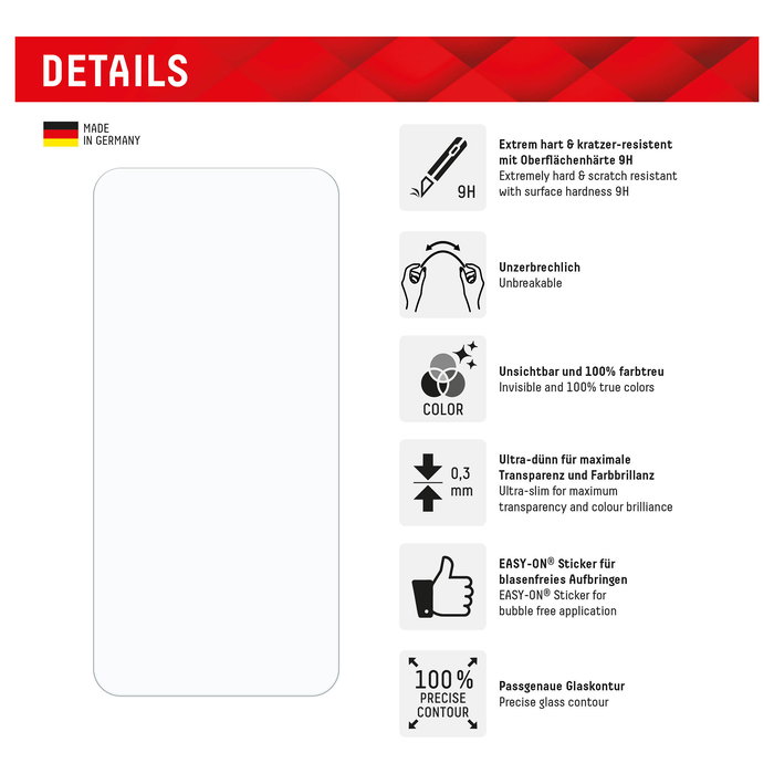 Displex 02074 Protector de Pantalla de Cristal Smart Glass Ultra Resistente 9H para Samsung Galaxy A36/A56, Antirrayones, Antihuellas, Transparente, 1 Unidad