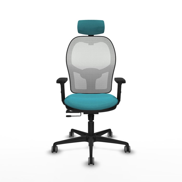 PIQUERAS Y CRESPO Silla de oficina Jorquera con mecanismo Sincro/Traslack, Turquesa y Blanco