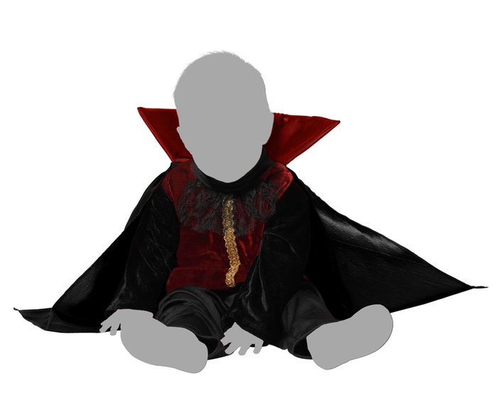 Disfraz Vampiro Bebé con Camiseta Roja y Capa Negra, Talla 12-24 Meses, Halloween