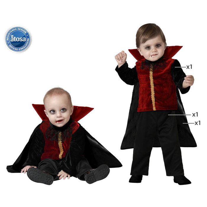 Yuku Disfraz de Vampiro para Bebé 12-24 Meses con Camiseta Roja de Terciopelo y Capa Yuku Disfraz de Vampiro para Bebé 12-24 Meses con Camiseta Roja de Terciopelo y Capa