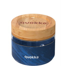 QUOKKA Recipiente de Comida de Cristal 500ml con Funda Deli Wood Grain para Alimentos
