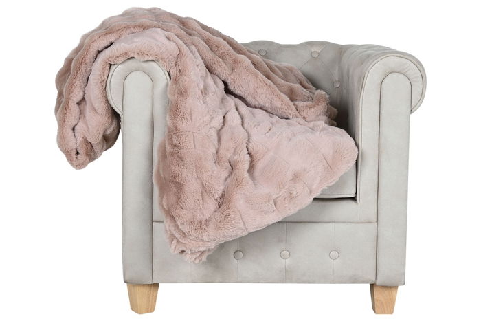 DKD Home Decor Rabit fur april 24 b Manta Rosa Palo 240 x 1 x 220 cm