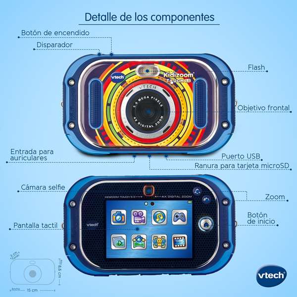 Vtech Kidizoom Touch Cámara Digital Infantil 5MP Pantalla Táctil 3.5" 10 Funciones 8.6x15x3.1 cm Vtech Kidizoom Touch Cámara Digital Infantil 5MP Pantalla Táctil 3.5" 10 Funciones 8.6x15x3.1 cm